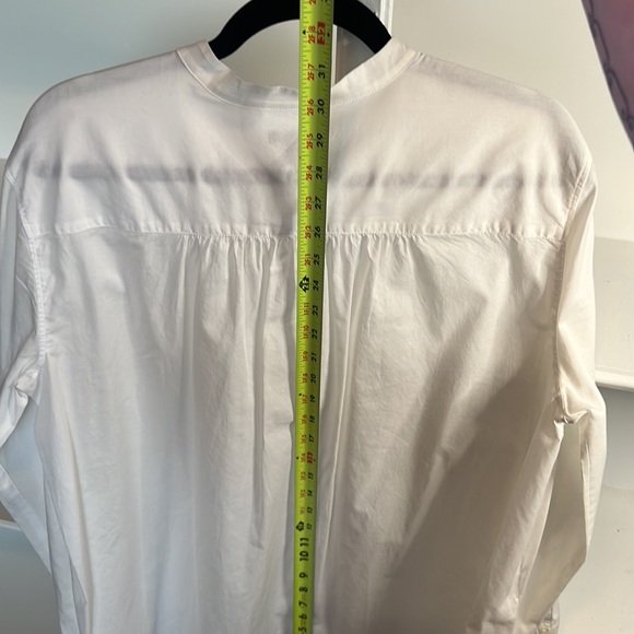 Ann Taylor Collarless White Button Down Shirt - L - Picture 5 of 5